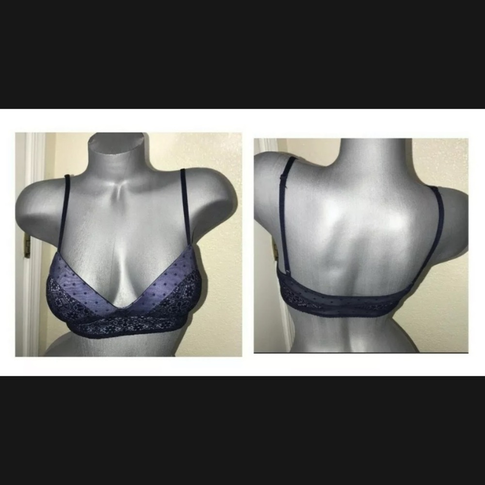 Victoria’s Secret Padded Demi Wireless Bralette Small NWT Navy Lace